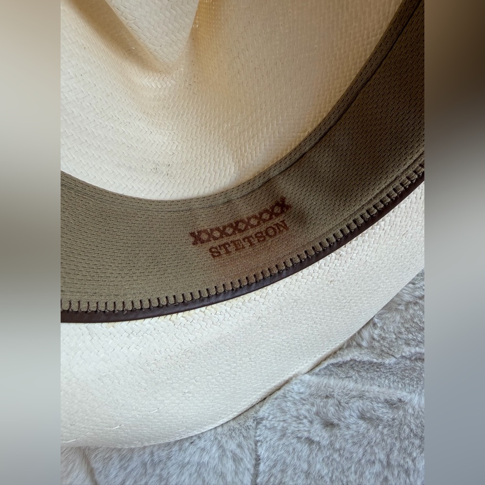 Stetson 8X White Straw Western Cowboy Hat. Size 7 1/8. - Picture 6 of 7